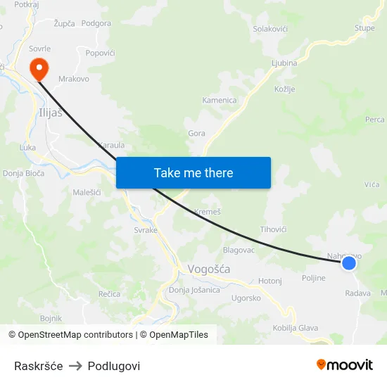 Raskršće to Podlugovi map