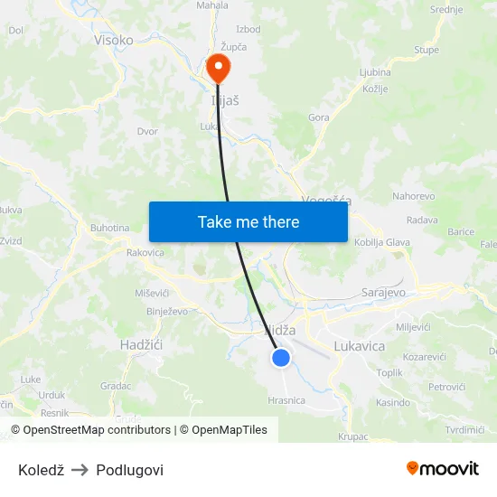 Koledž to Podlugovi map