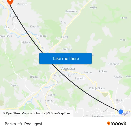 Banka to Podlugovi map