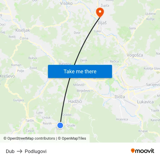 Dub to Podlugovi map