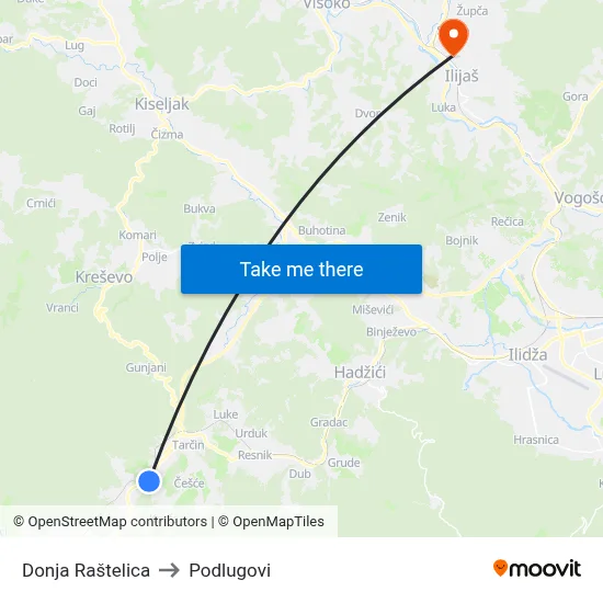 Donja Raštelica to Podlugovi map