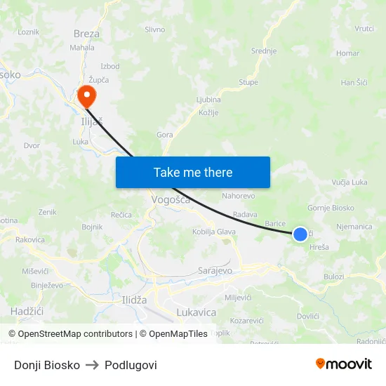 Donji Biosko to Podlugovi map