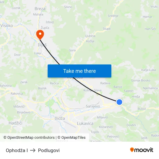 Ophodža I to Podlugovi map