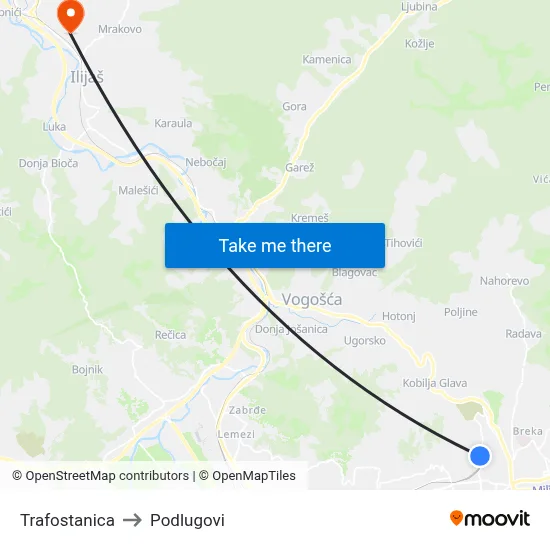 Trafostanica to Podlugovi map