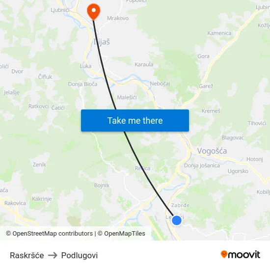Raskršće to Podlugovi map