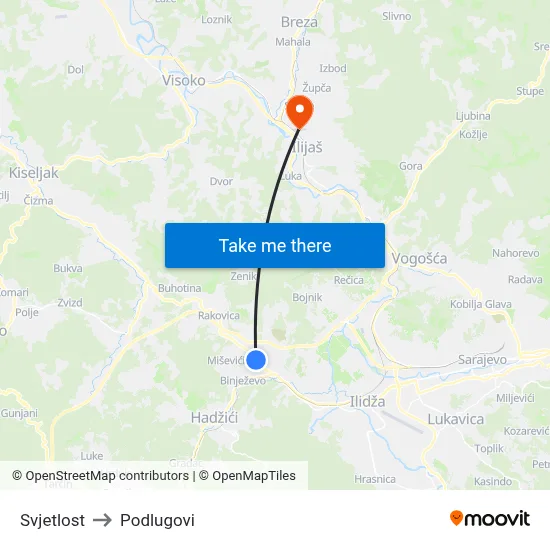 Svjetlost to Podlugovi map