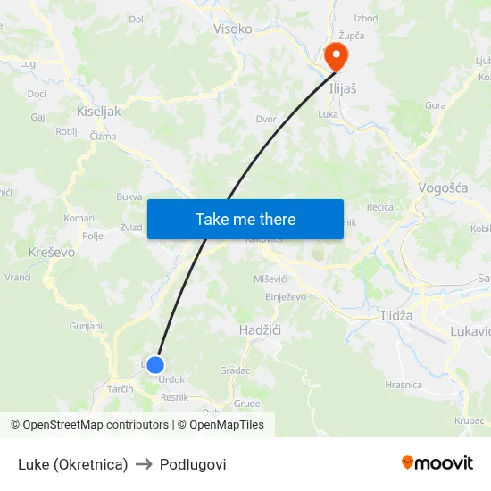 Luke (Okretnica) to Podlugovi map