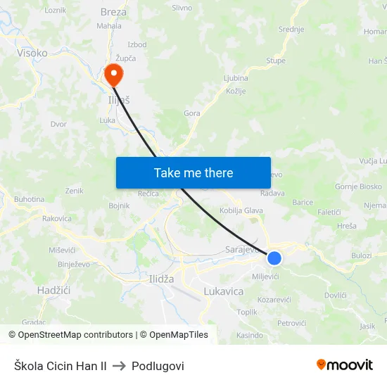 Škola Cicin Han II to Podlugovi map