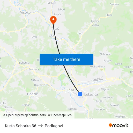 Kurta Schorka 36 to Podlugovi map