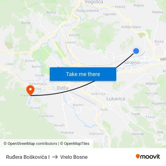 Ruđera Boškovića I to Vrelo Bosne map