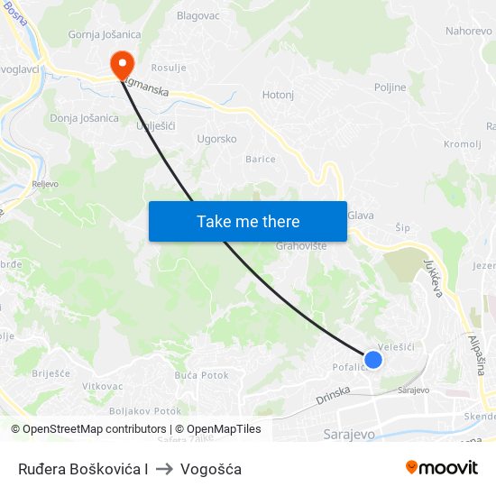 Ruđera Boškovića I to Vogošća map