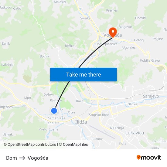 Dom to Vogošća map