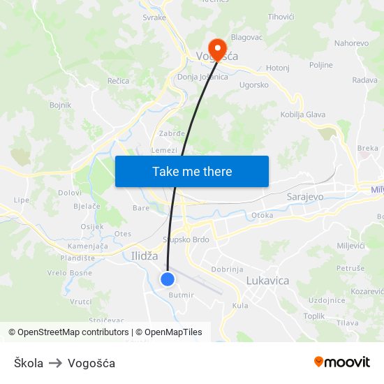 Škola to Vogošća map