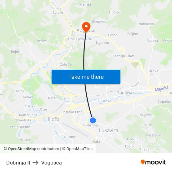 Dobrinja II to Vogošća map
