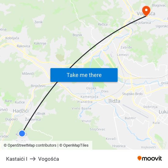 Kastaići I to Vogošća map