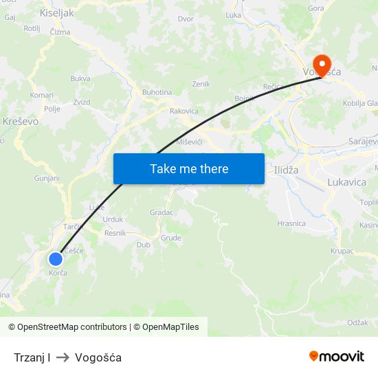 Trzanj I to Vogošća map