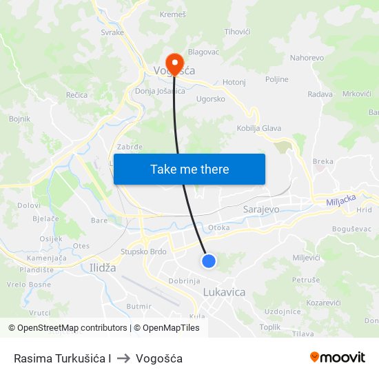 Rasima Turkušića I to Vogošća map