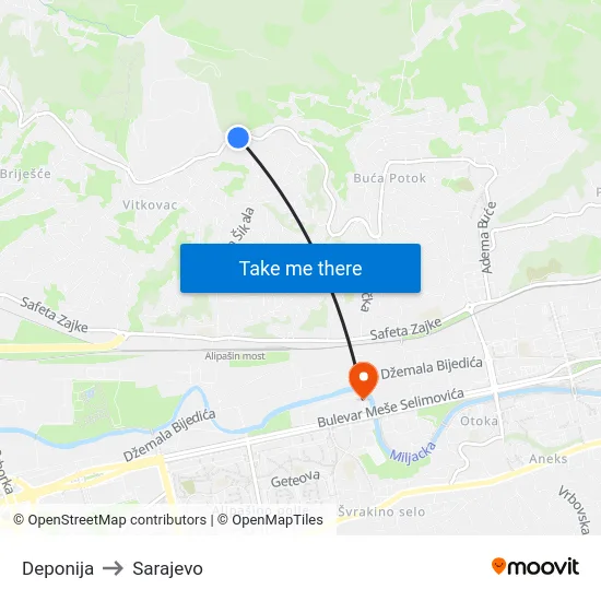 Deponija to Sarajevo map