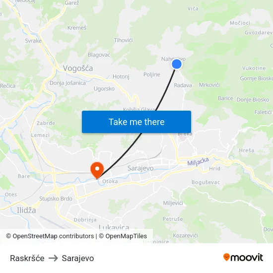 Raskršće to Sarajevo map