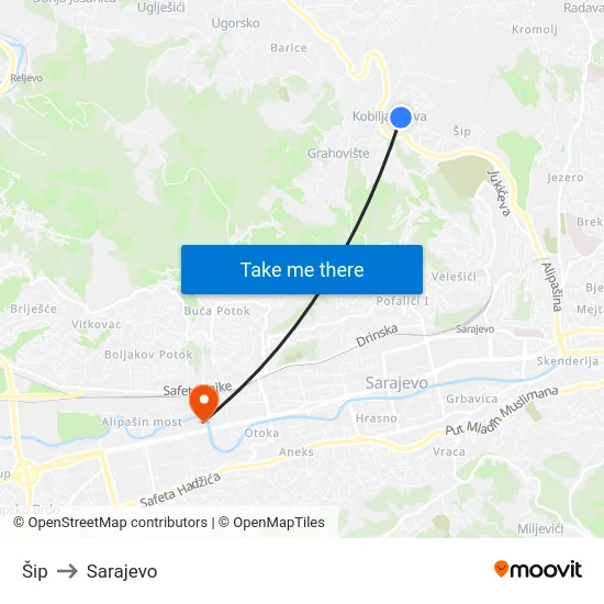 Šip to Sarajevo map