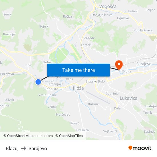 Blažuj to Sarajevo map