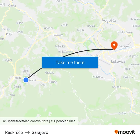 Raskršće to Sarajevo map