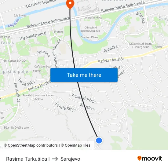 Rasima Turkušića I to Sarajevo map