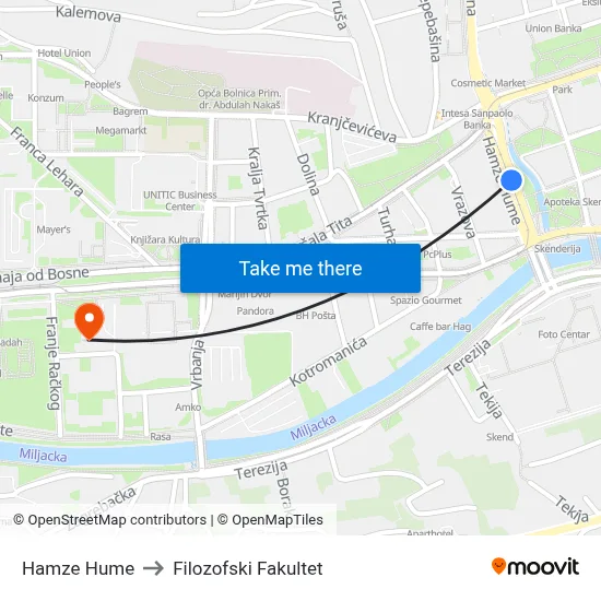 Hamze Hume to Filozofski Fakultet map