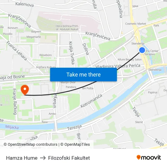 Hamza Hume to Filozofski Fakultet map