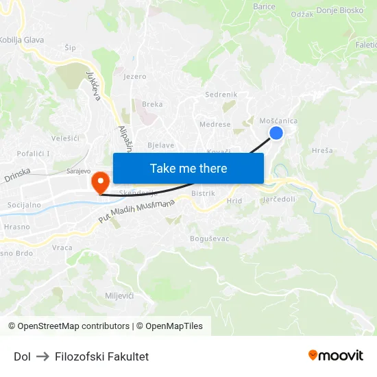 Dol to Filozofski Fakultet map
