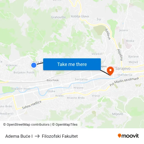 Adema Buće I to Filozofski Fakultet map