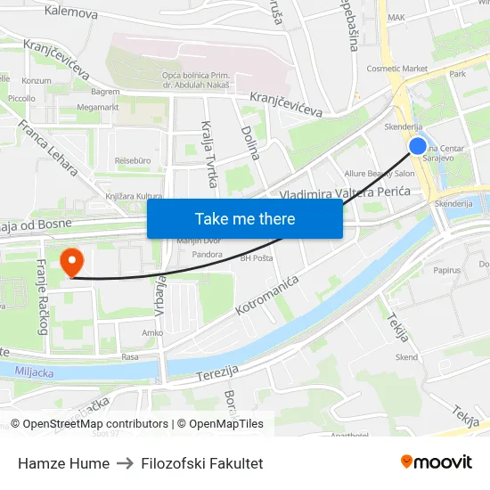 Hamze Hume to Filozofski Fakultet map