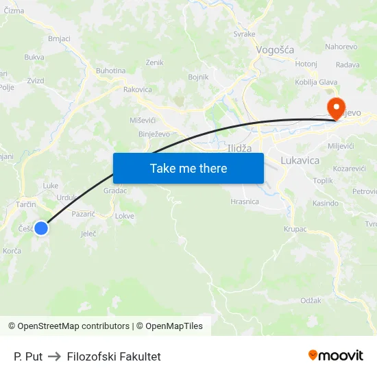 P. Put to Filozofski Fakultet map