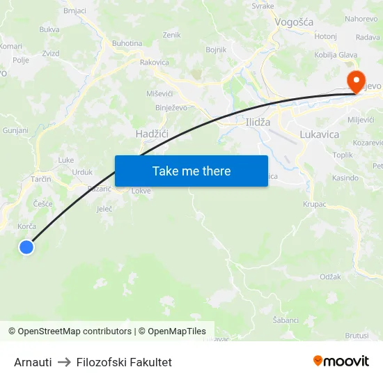 Arnauti to Filozofski Fakultet map