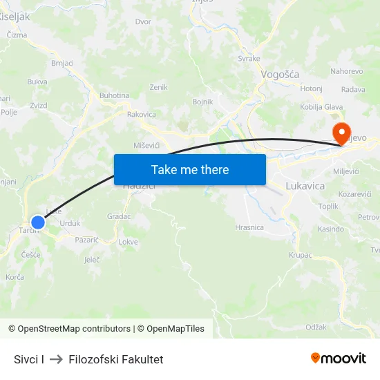 Sivci I to Filozofski Fakultet map