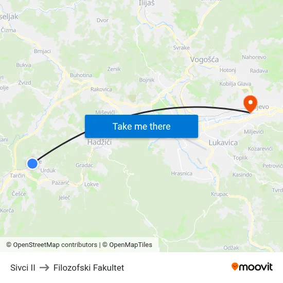 Sivci II to Filozofski Fakultet map
