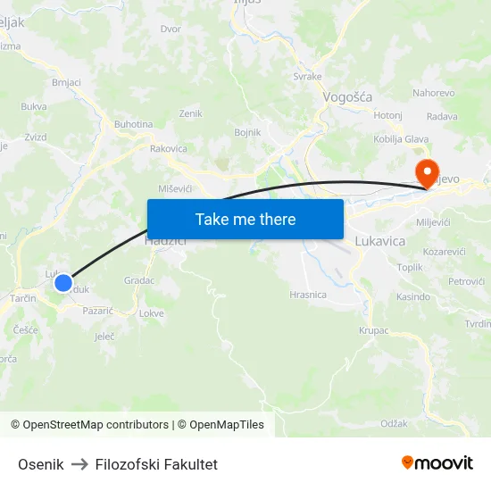 Osenik to Filozofski Fakultet map