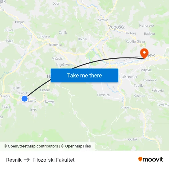 Resnik to Filozofski Fakultet map