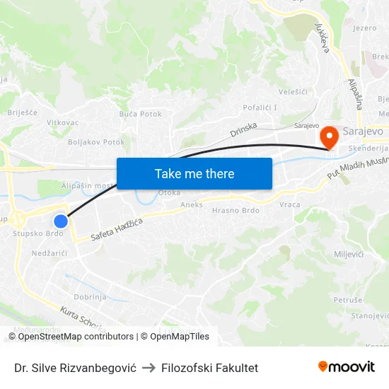 Dr. Silve Rizvanbegović to Filozofski Fakultet map
