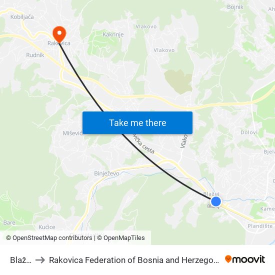 Blažuj to Rakovica Federation of Bosnia and Herzegovina map