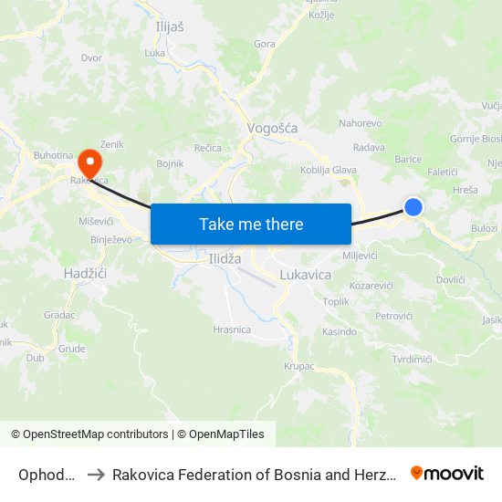 Ophodža I to Rakovica Federation of Bosnia and Herzegovina map