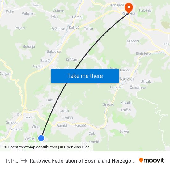 P. Put to Rakovica Federation of Bosnia and Herzegovina map