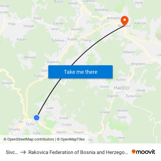 Sivci I to Rakovica Federation of Bosnia and Herzegovina map