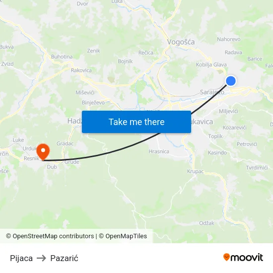 Pijaca to Pazarić map