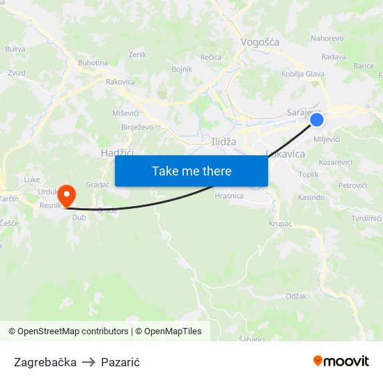 Zagrebačka to Pazarić map
