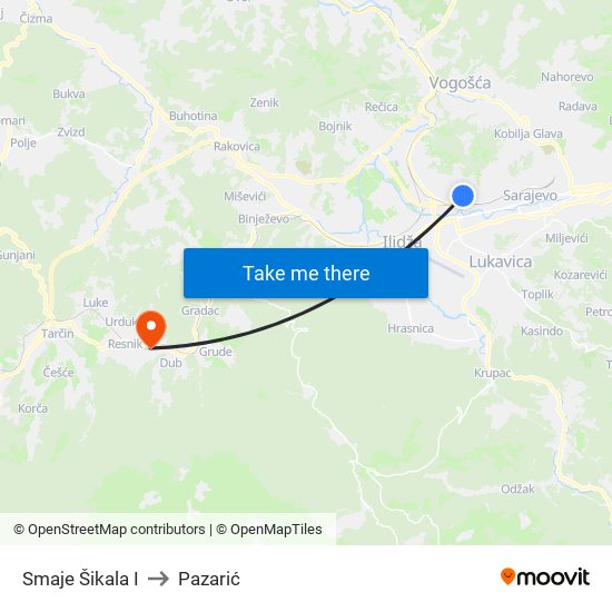 Smaje Šikala I to Pazarić map