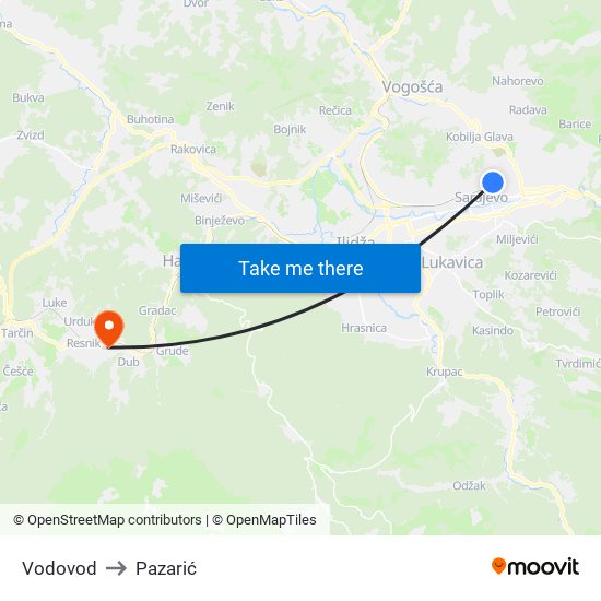 Vodovod to Pazarić map