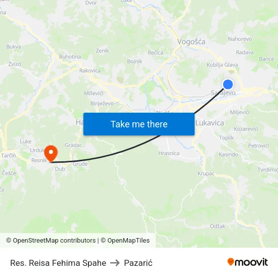Res. Reisa Fehima Spahe to Pazarić map