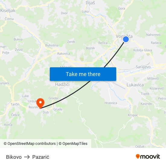 Bikovo to Pazarić map