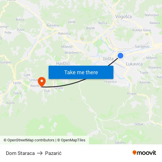 Dom Staraca to Pazarić map